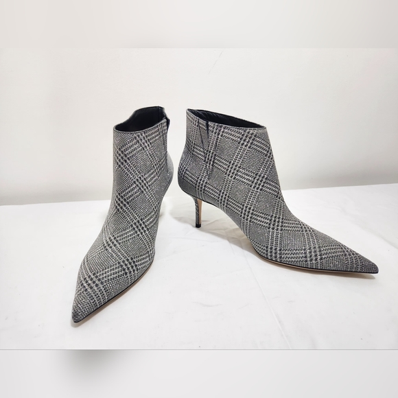 Jimmy Choo Marinda 65 Glitter Silver Plaid Print Ankle boots Size 41 - Picture 5 of 12